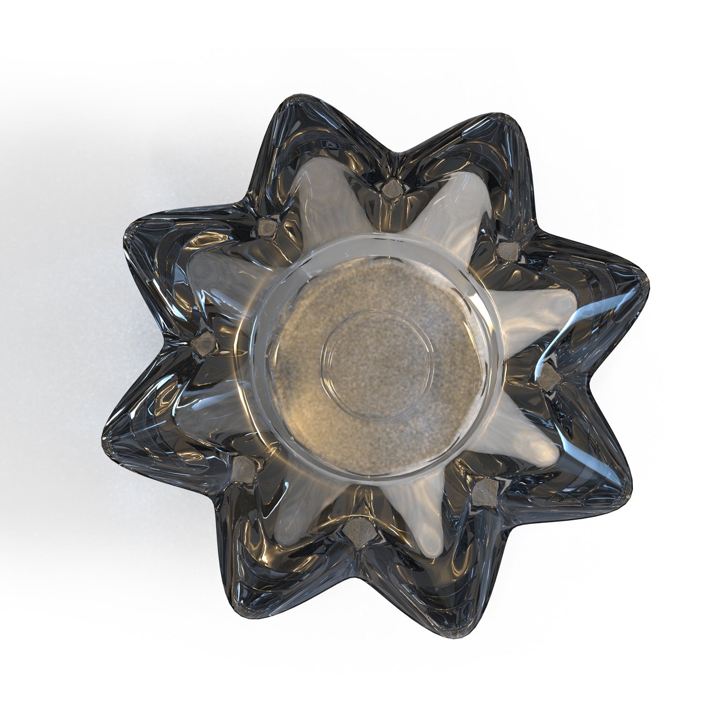 Grey Flower Glass Holder With Candle