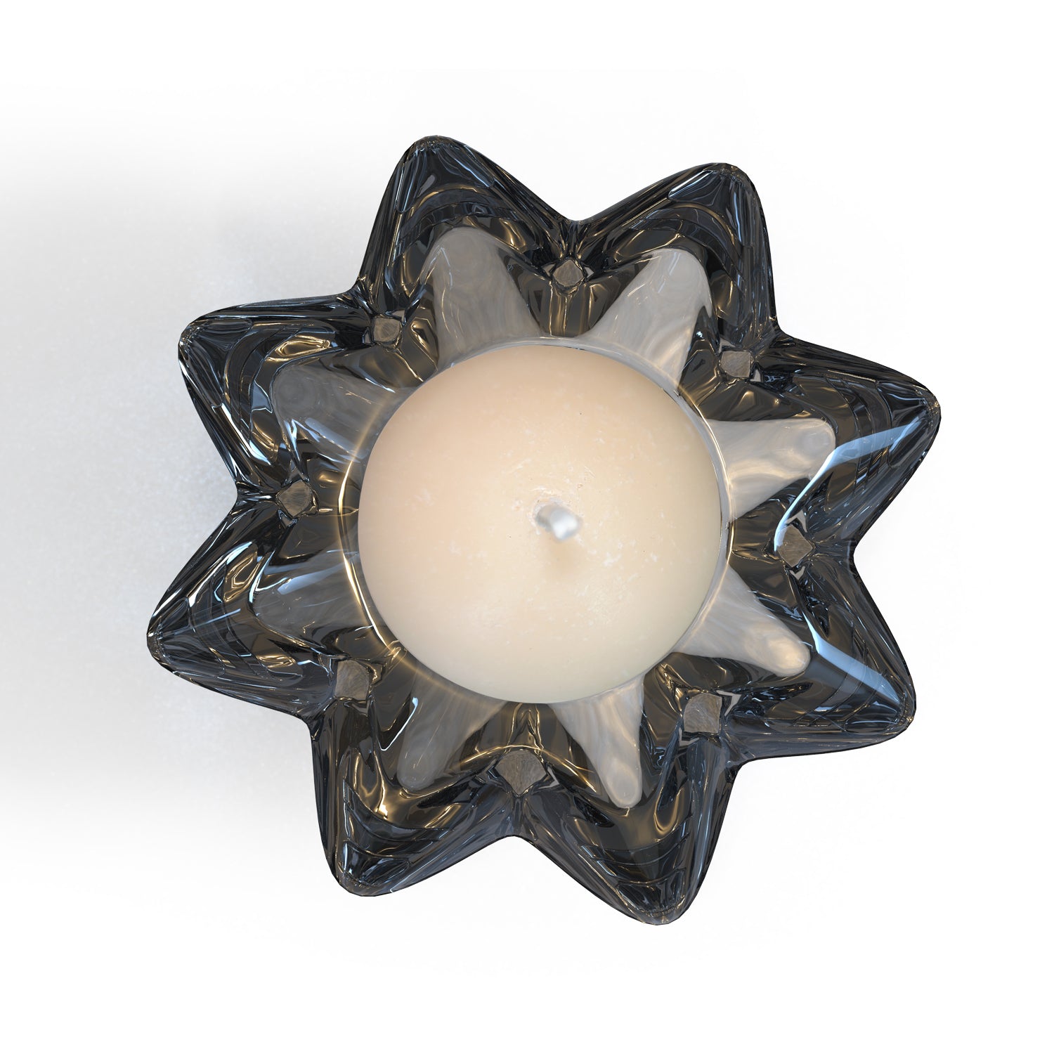 Grey Flower Glass Holder With Candle