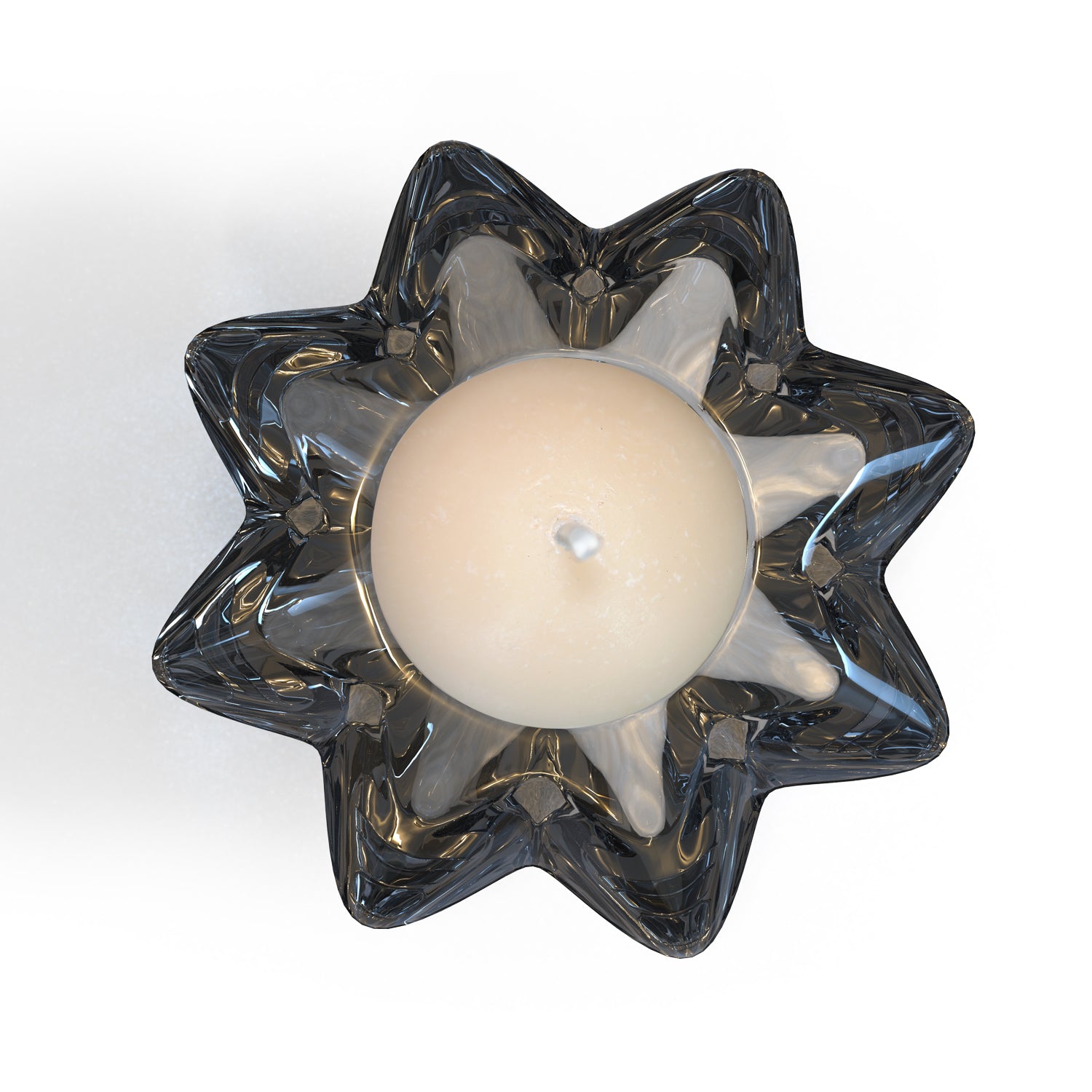 Grey Flower Glass Holder with Candle