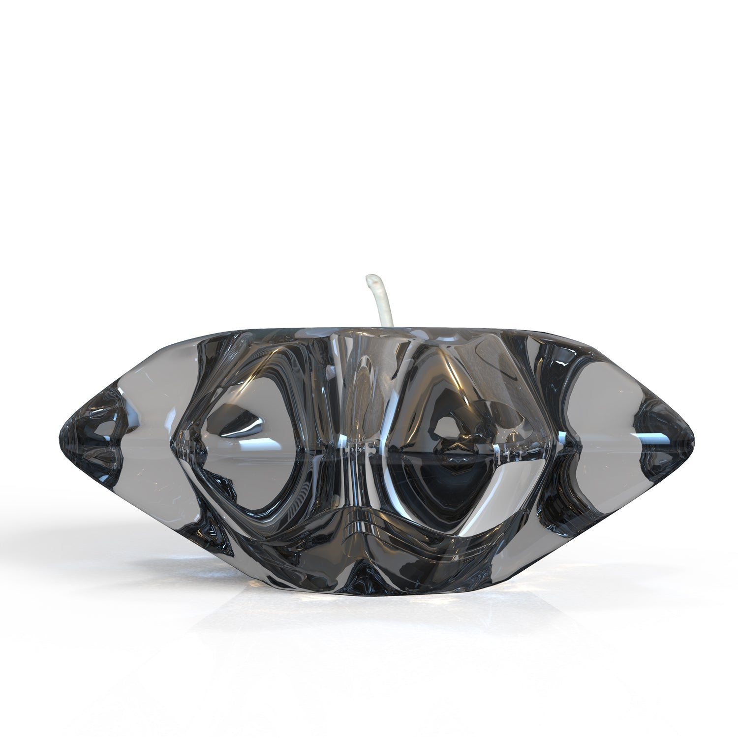 Grey Flower Glass Holder with Candle