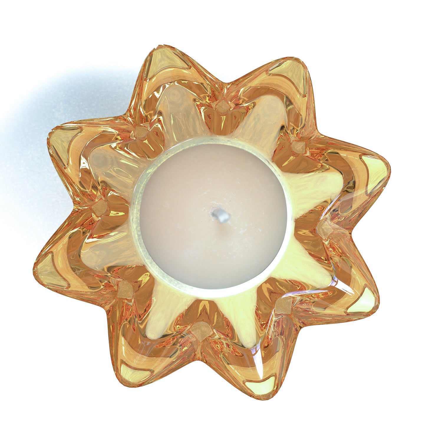 Amber Flower Glass Holder With Candle