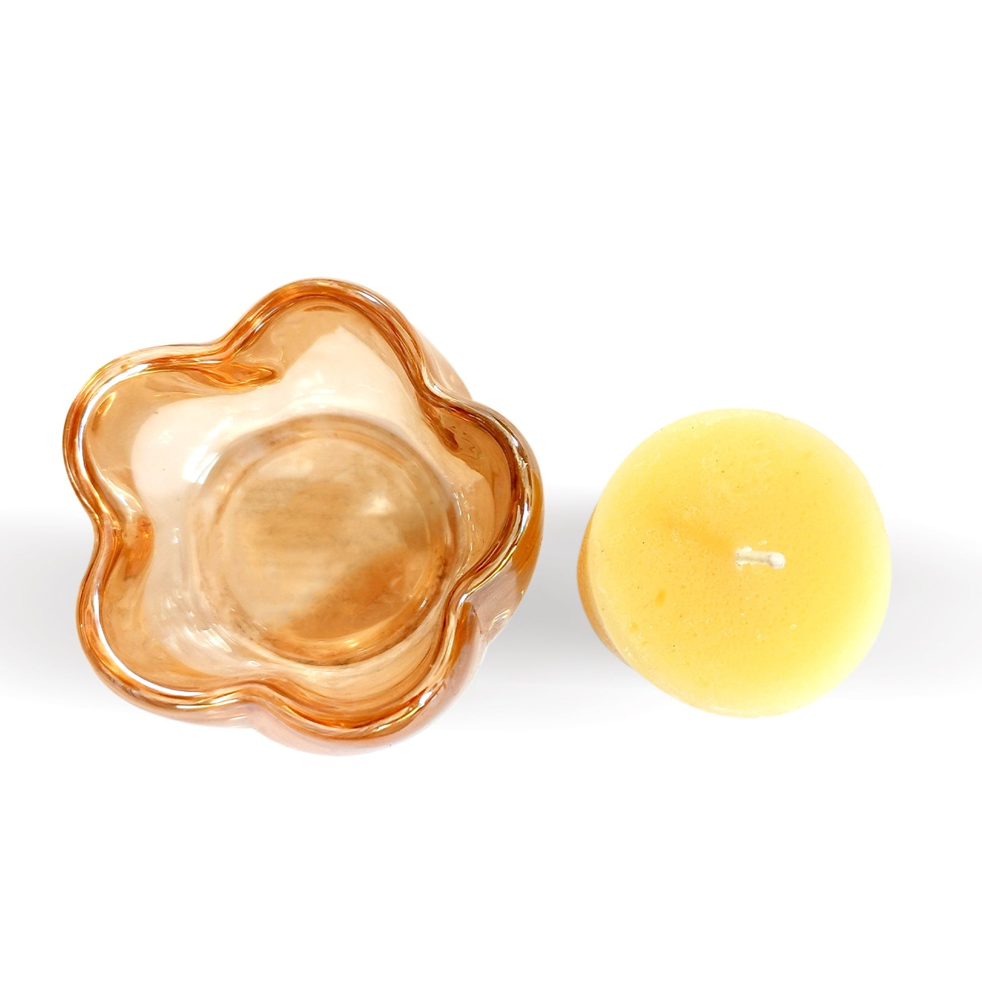 Amber Poppy Candle in Glass Holder-2